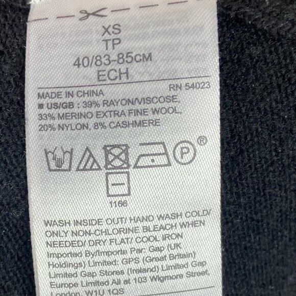 Banana Republic Cashmere Merino Wool Sweater Dress Black V-Neck White Trim XS‎ - Picture 7 of 14